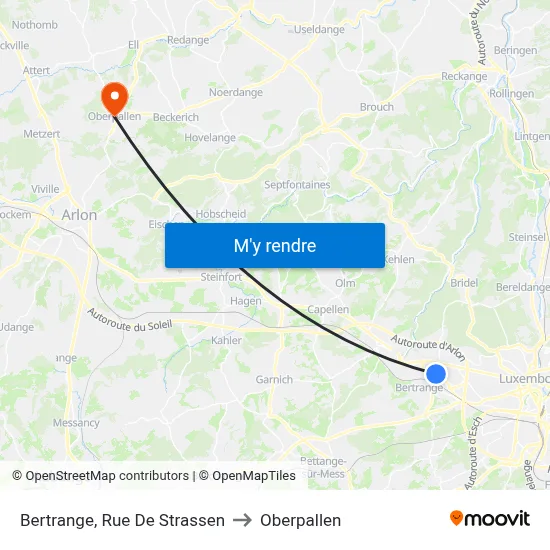 Bertrange, Rue De Strassen to Oberpallen map