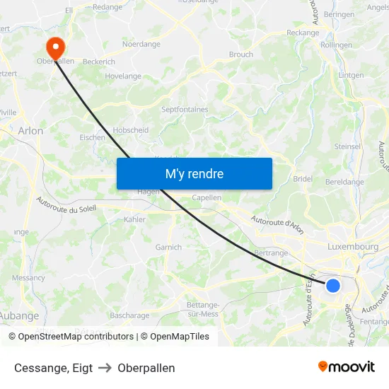 Cessange, Eigt to Oberpallen map