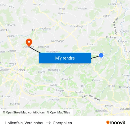 Hollenfels, Veräinsbau to Oberpallen map