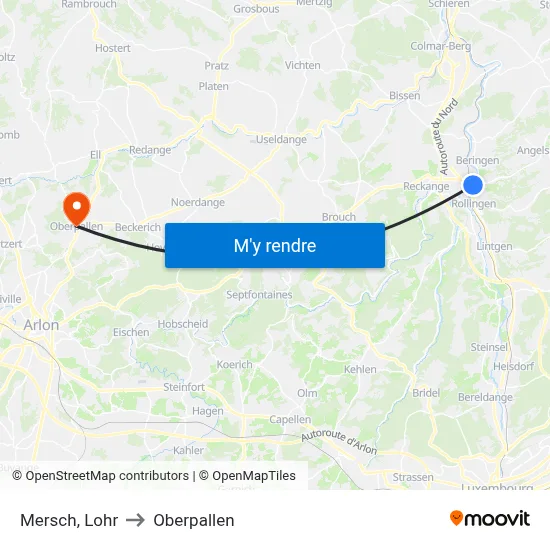 Mersch, Lohr to Oberpallen map