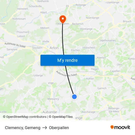 Clemency, Gemeng to Oberpallen map