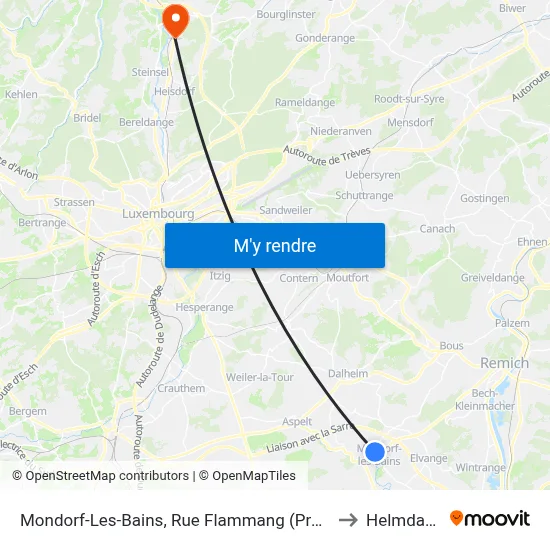 Mondorf-Les-Bains, Rue Flammang (Provisoire) to Helmdange map