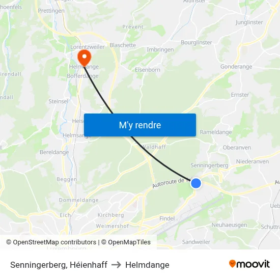 Senningerberg, Héienhaff to Helmdange map