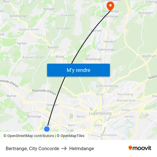 Bertrange, City Concorde to Helmdange map