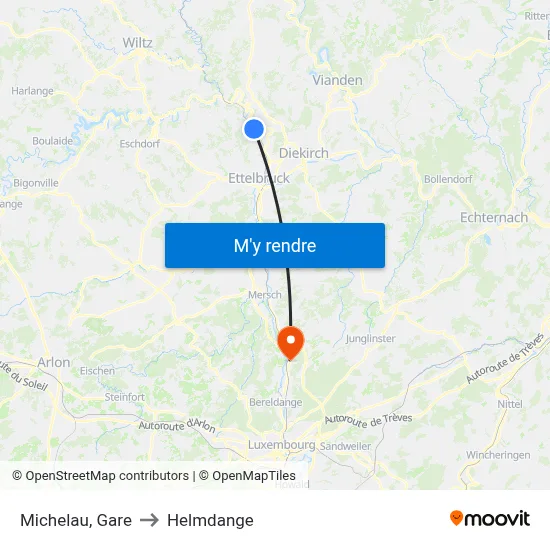 Michelau, Gare to Helmdange map