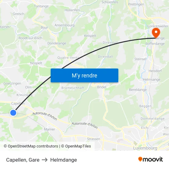 Capellen, Gare to Helmdange map
