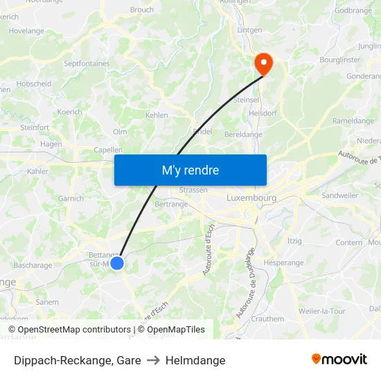 Dippach-Reckange, Gare to Helmdange map