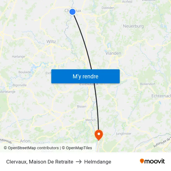 Clervaux, Maison De Retraite to Helmdange map