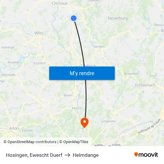 Hosingen, Ewescht Duerf to Helmdange map
