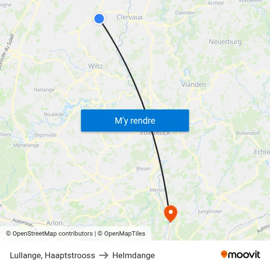 Lullange, Haaptstrooss to Helmdange map