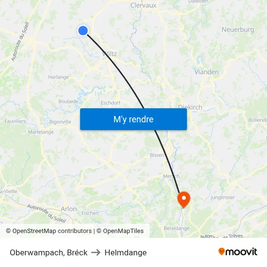 Oberwampach, Bréck to Helmdange map