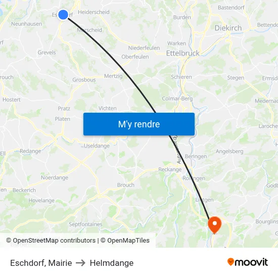 Eschdorf, Mairie to Helmdange map