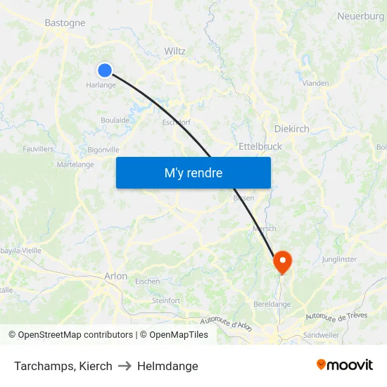 Tarchamps, Kierch to Helmdange map