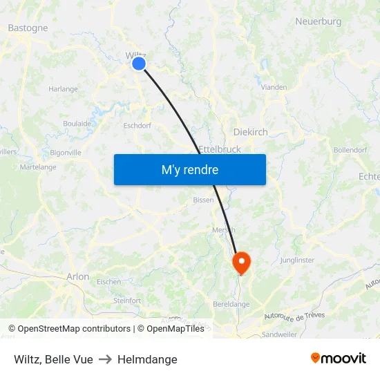 Wiltz, Belle Vue to Helmdange map