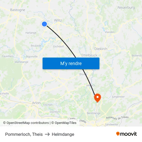 Pommerloch, Theis to Helmdange map