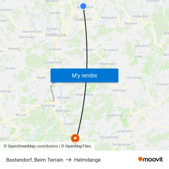Bastendorf, Beim Terrain to Helmdange map