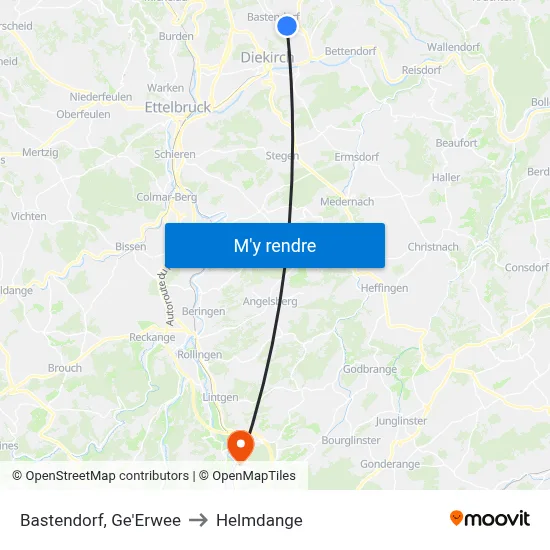 Bastendorf, Ge'Erwee to Helmdange map