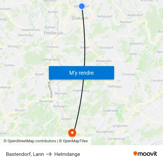 Bastendorf, Lann to Helmdange map