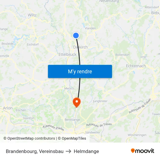 Brandenbourg, Vereinsbau to Helmdange map