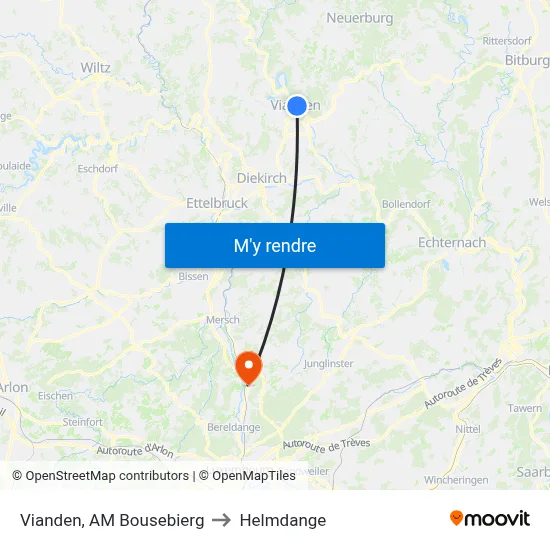 Vianden, AM Bousebierg to Helmdange map