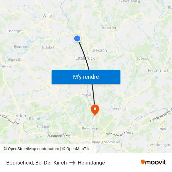 Bourscheid, Bei Der Kiirch to Helmdange map
