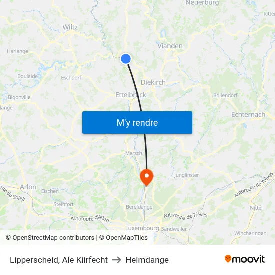 Lipperscheid, Ale Kiirfecht to Helmdange map