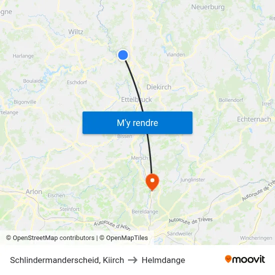 Schlindermanderscheid, Kiirch to Helmdange map