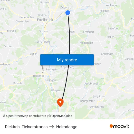Diekirch, Fielserstrooss to Helmdange map
