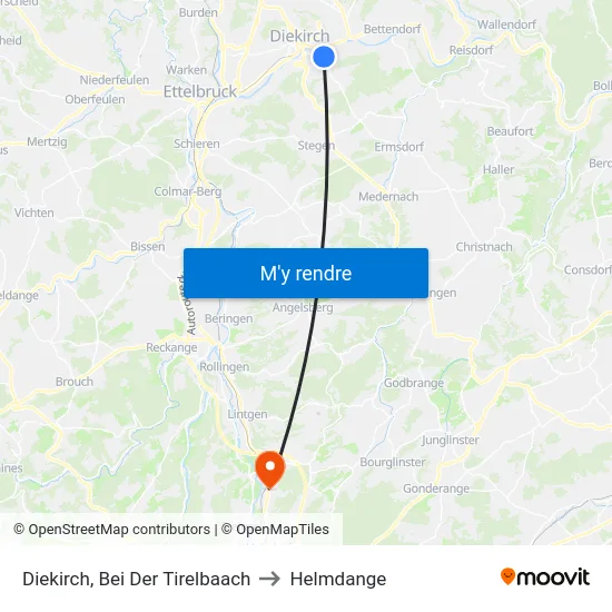 Diekirch, Bei Der Tirelbaach to Helmdange map