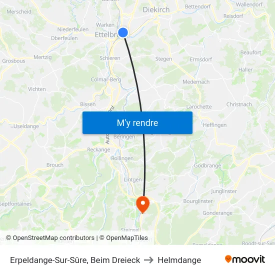 Erpeldange-Sur-Sûre, Beim Dreieck to Helmdange map
