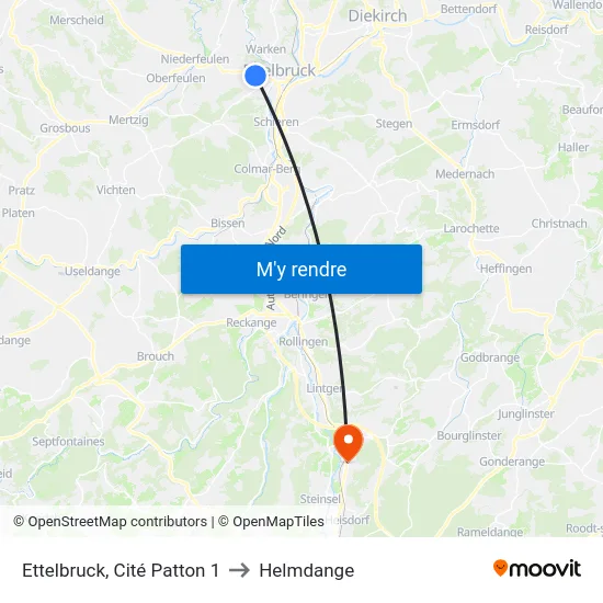 Ettelbruck, Cité Patton 1 to Helmdange map