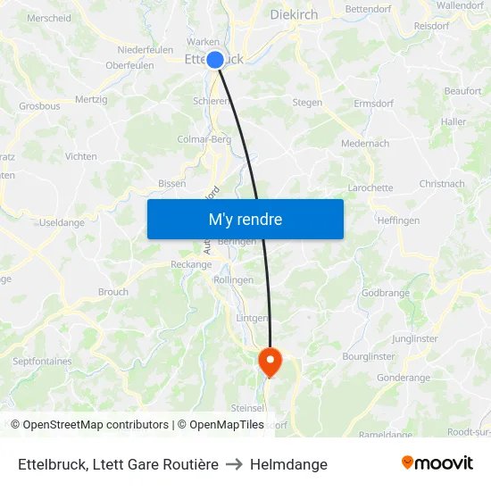 Ettelbruck, Ltett Gare Routière to Helmdange map