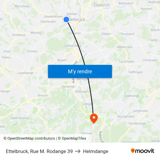 Ettelbruck, Rue M. Rodange 39 to Helmdange map