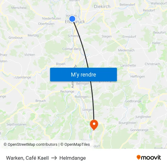 Warken, Café Kaell to Helmdange map