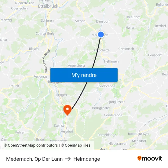 Medernach, Op Der Lann to Helmdange map
