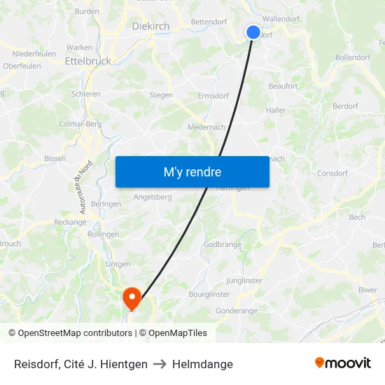 Reisdorf, Cité J. Hientgen to Helmdange map