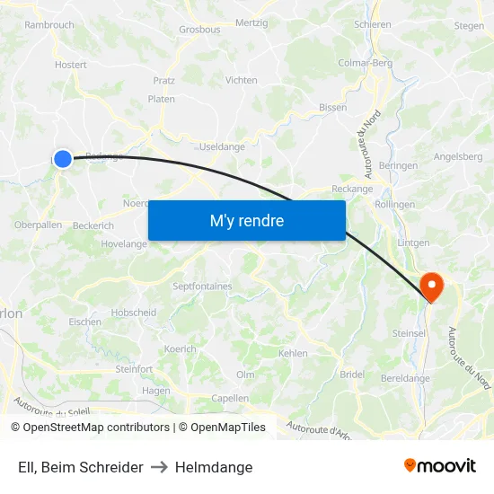 Ell, Beim Schreider to Helmdange map
