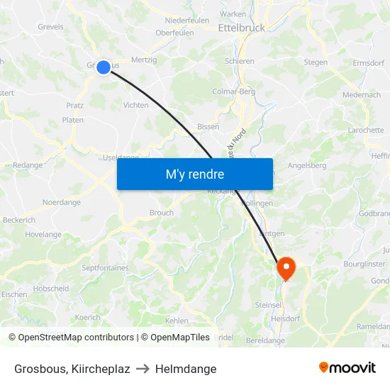 Grosbous, Kiircheplaz to Helmdange map