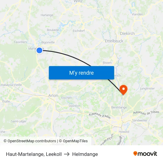 Haut-Martelange, Leekoll to Helmdange map
