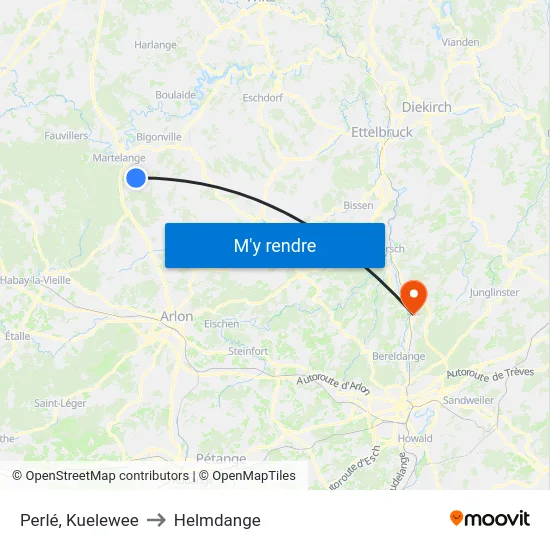 Perlé, Kuelewee to Helmdange map