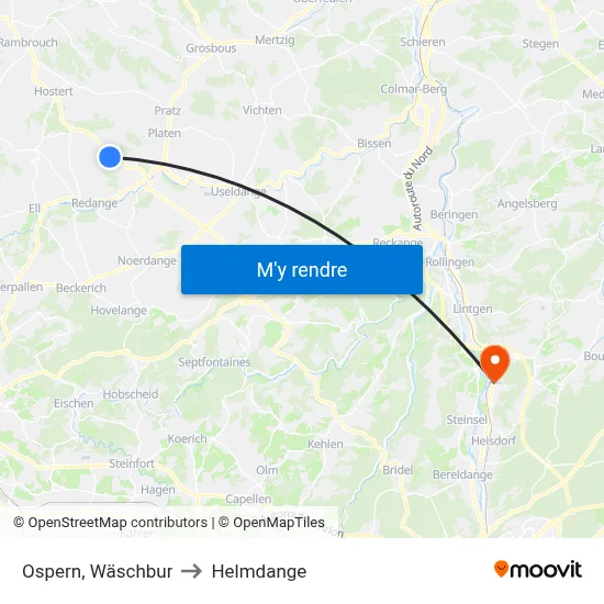 Ospern, Wäschbur to Helmdange map