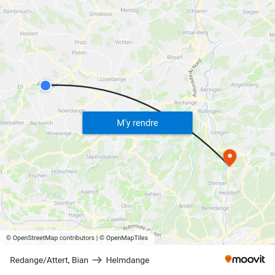 Redange/Attert, Bian to Helmdange map