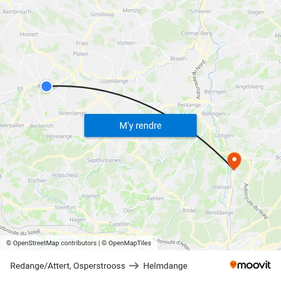 Redange/Attert, Osperstrooss to Helmdange map