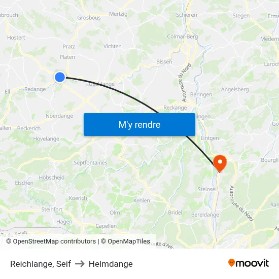 Reichlange, Seif to Helmdange map