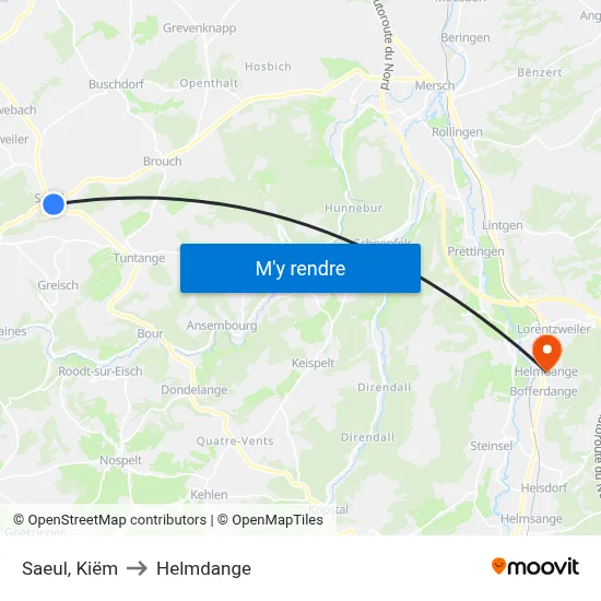 Saeul, Kiëm to Helmdange map