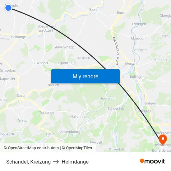 Schandel, Kreizung to Helmdange map