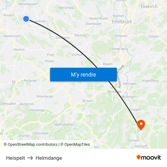 Heispelt to Helmdange map