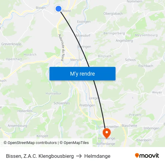Bissen, Z.A.C. Klengbousbierg to Helmdange map