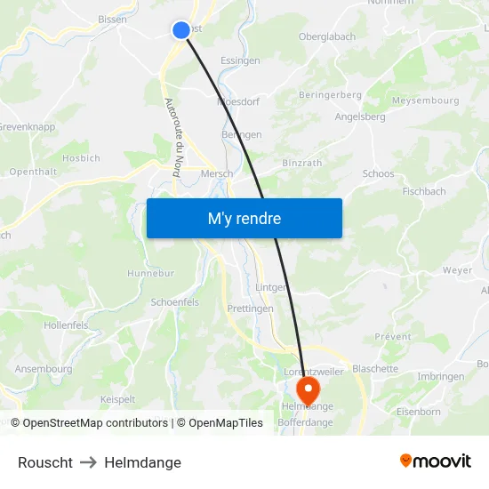 Rouscht to Helmdange map