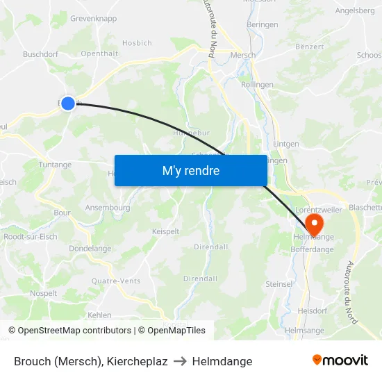 Brouch (Mersch), Kiercheplaz to Helmdange map